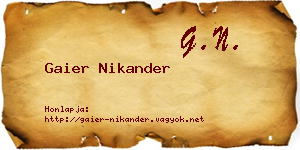Gaier Nikander névjegykártya